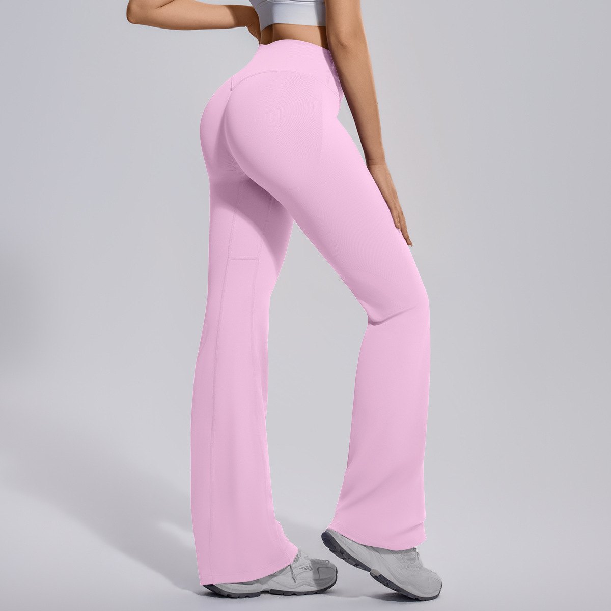 6716Crossed waistWide-leg pants back view