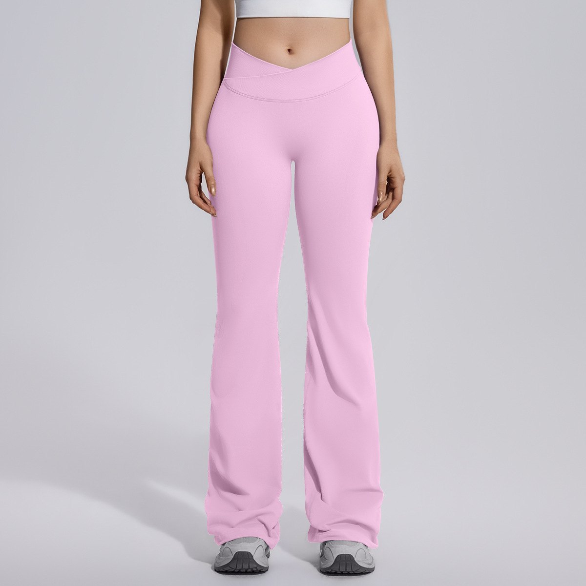 Cross-Waist Wide-Leg Yoga Pants (Seamless) yoga and activewear product, front view