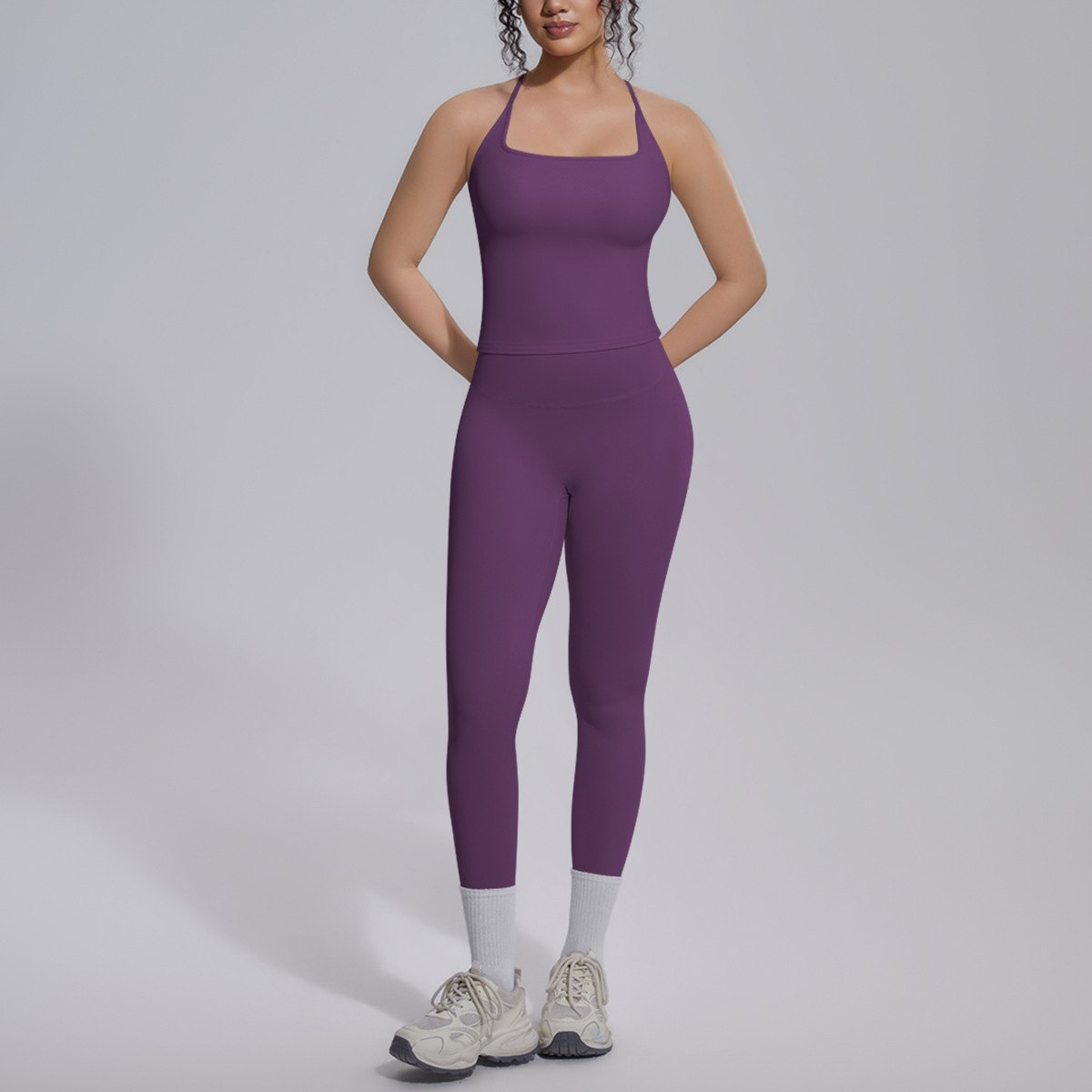Tank Top & Yoga Leggings Matching Set (Regular) yoga and activewear product, front view
