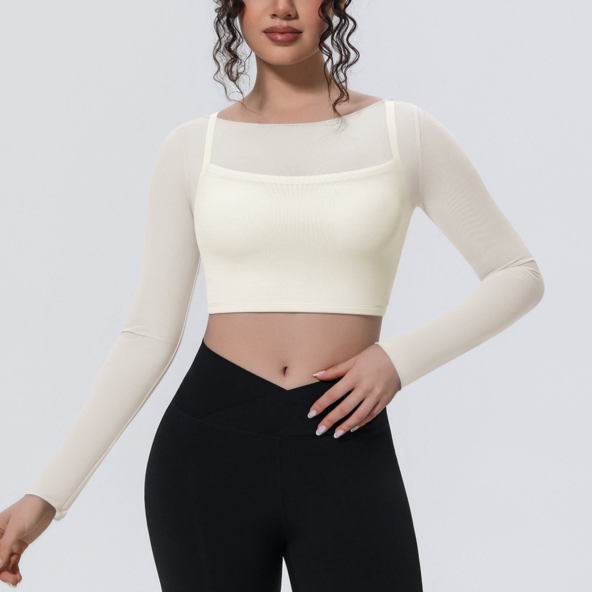 Grenadine Long-Sleeve Yoga Top (Regular) yoga and activewear product, front view