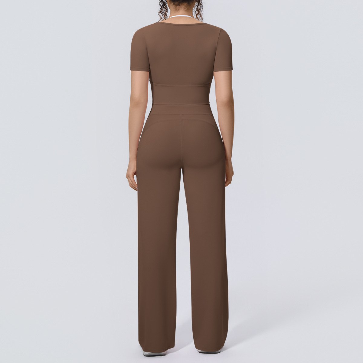 7146T-shirt+7144Drawstring Wide-leg pants set back view