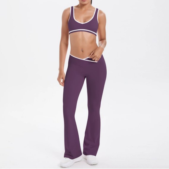 Sports Bra & Wide-Leg Yoga Pants Matching Set (Regular) yoga and activewear product, front view