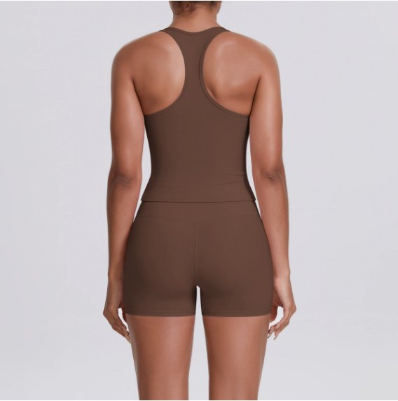 7122 Raceback Tank top+7101Shorts set back view