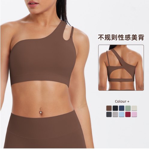 Single Shoulder Sports Bra (Regular) yoga and activewear product, front view
