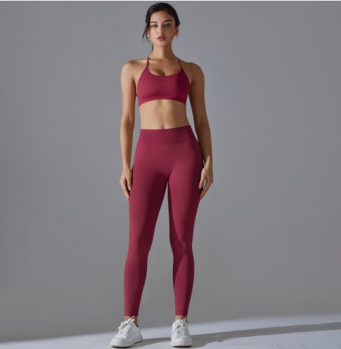 Sports Bra & Yoga Leggings Matching Set (Seamless) yoga and activewear product, front view