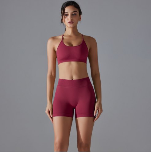 Sports Bra & Yoga Shorts Matching Set (Seamless) yoga and activewear product, front view