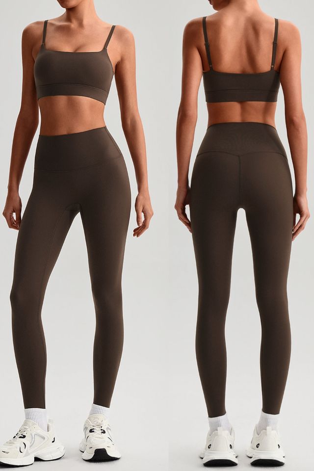 8615 Two-Piece Set style sample in Brushed 220 gsm nylon-spandex knit, shown on model