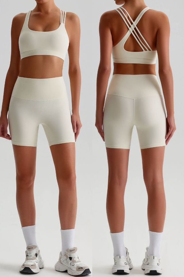 MC0135 Two-Piece Set style sample in Brushed 220 gsm nylon-spandex knit, shown on model