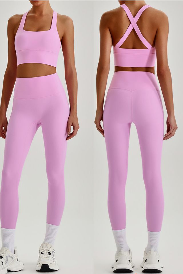MC0558 Two-Piece Set style sample in Super Soft 230 gsm nylon-spandex knit, shown on model