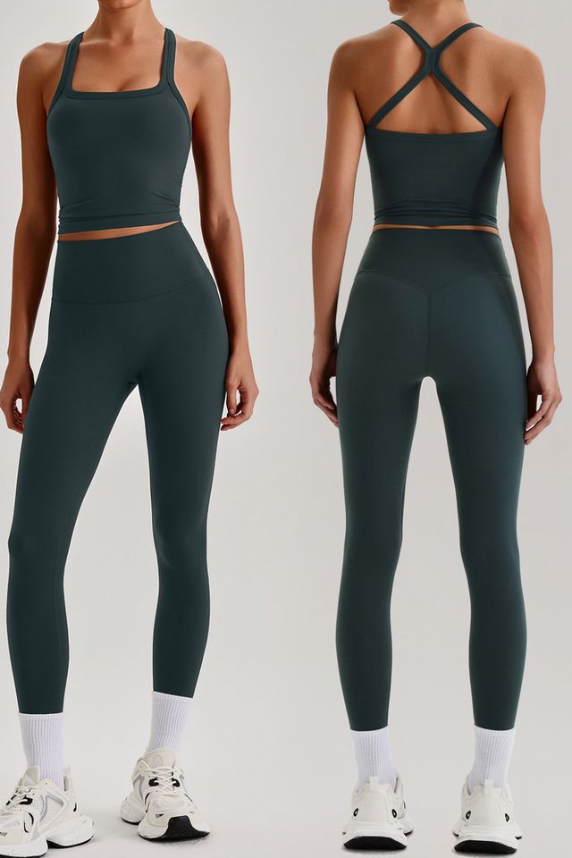 MC0568 Two-Piece Set style sample in Super Soft 230 gsm nylon-spandex knit, shown on model