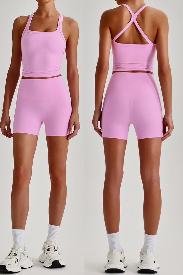 MC1668 Two-Piece Set style sample in Super Soft 230 gsm nylon-spandex knit, shown on model