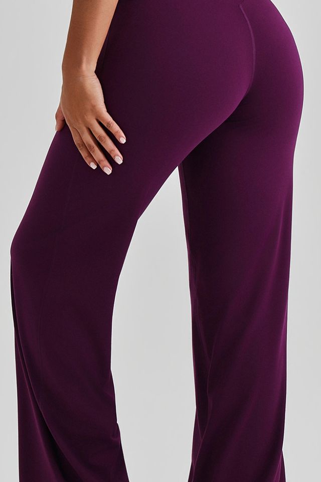 MC2005 Flare Yoga Pants style sample in Brushed 220 gsm nylon-spandex knit, shown on model