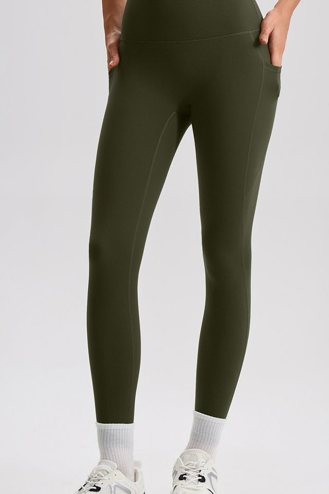 MC2013 Yoga Leggings style sample in Brushed 220 gsm nylon-spandex knit, shown on model