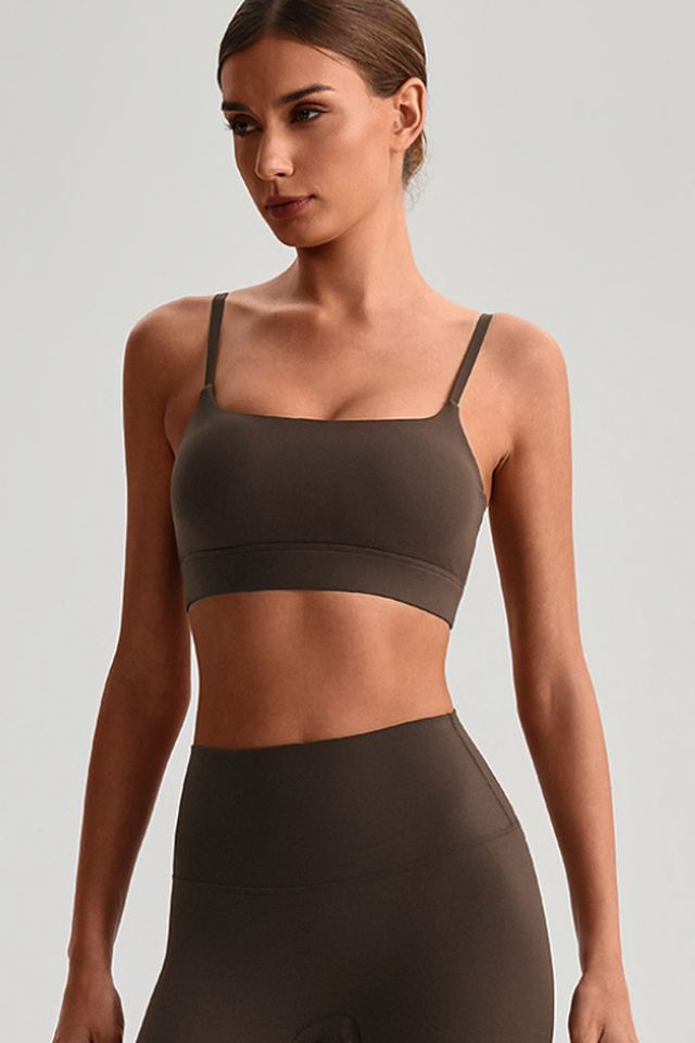 MC2015 Sports Bra style sample in Brushed 220 gsm nylon-spandex knit, shown on model