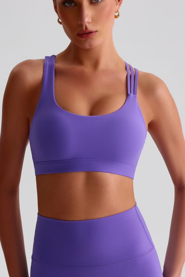 MC2135 Sports Bra style sample in Brushed 220 gsm nylon-spandex knit, shown on model