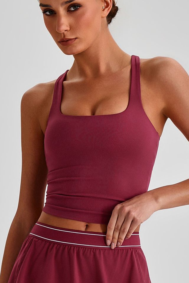 MC2208 Yoga Tank style sample in Brushed 220 gsm nylon-spandex knit, shown on model