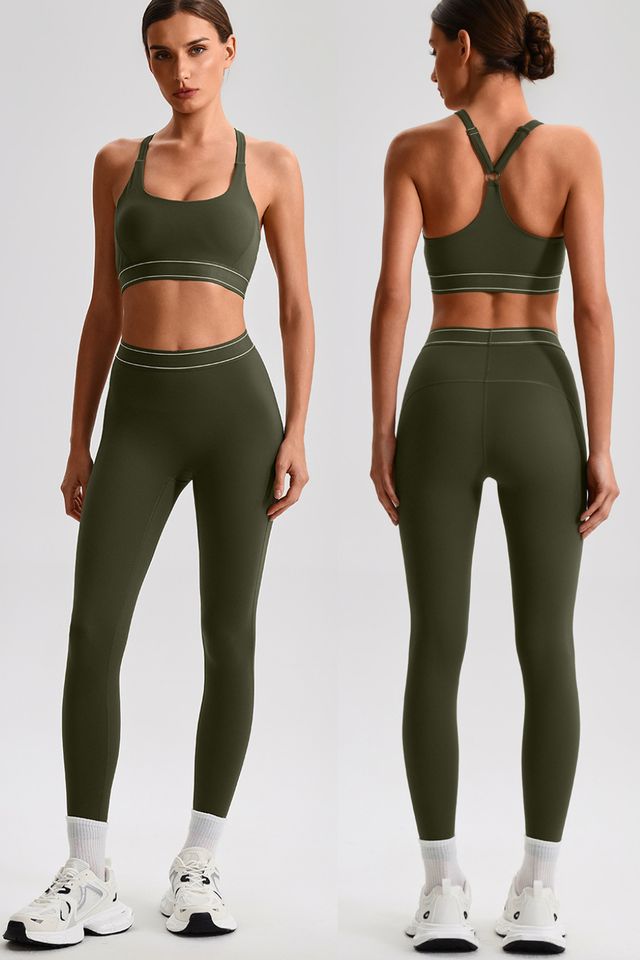 MC3231 Two-Piece Set style sample in Brushed 220 gsm nylon-spandex knit, shown on model