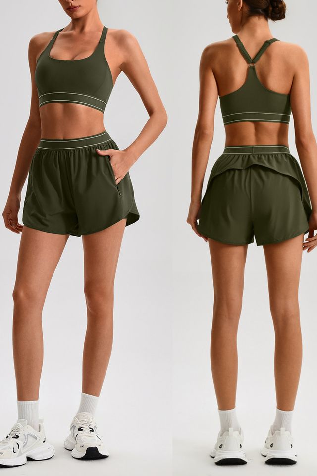 MC3731 Two-Piece Set style sample in Brushed 220 gsm nylon-spandex knit, shown on model