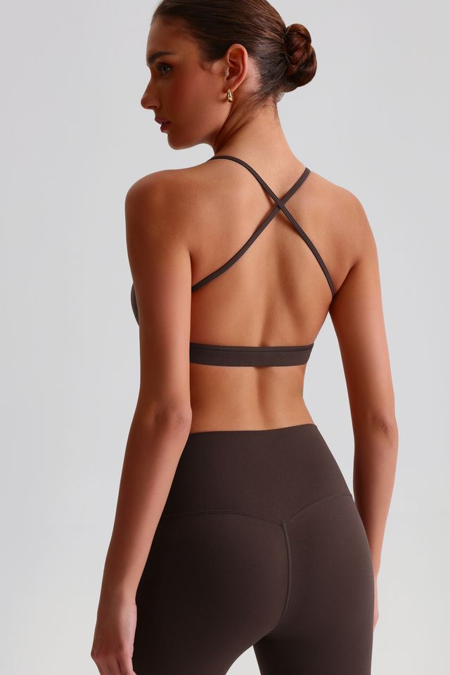 MC4073 Sports Bra style sample in Super Soft 230 gsm nylon-spandex knit, shown on model