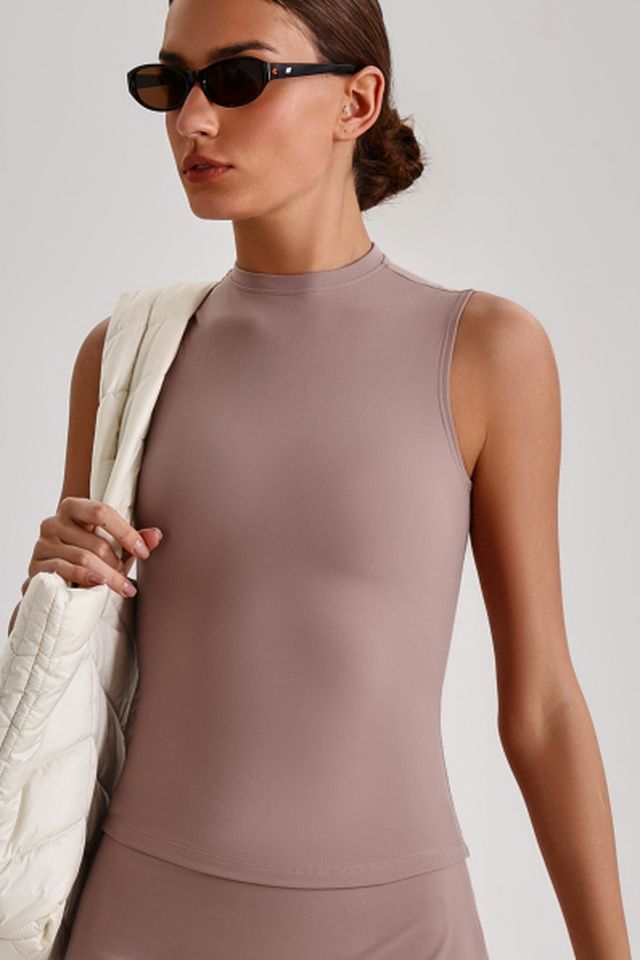 MC4165 Two-Piece Set style sample in Super Soft 230 gsm nylon-spandex knit, shown on model