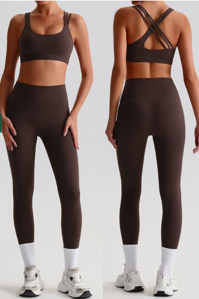 MC8635 Two-Piece Set style sample in Brushed 220 gsm nylon-spandex knit, shown on model