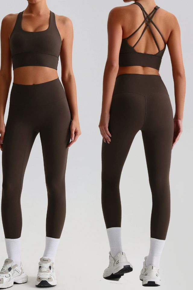 MC8697 Two-Piece Set style sample in Brushed 220 gsm nylon-spandex knit, shown on model