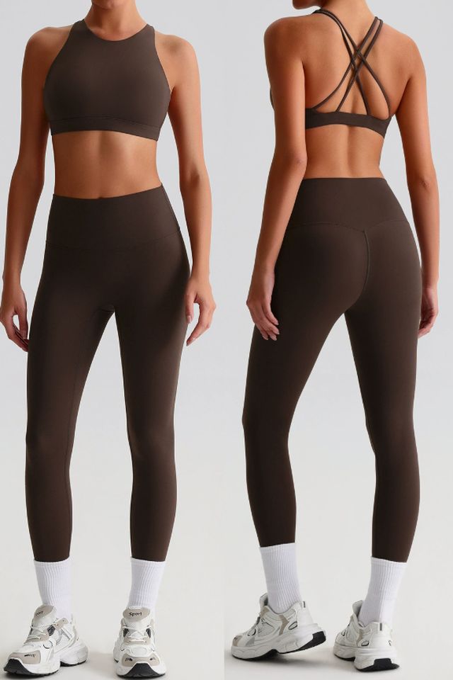 MC8698 Two-Piece Set style sample in Brushed 220 gsm nylon-spandex knit, shown on model